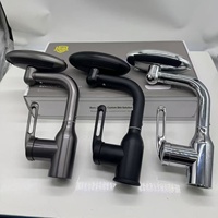 Robinet de lavabo en acier inoxydable de haute qualité pour salle de bain, mitigeur d'eau chaude et froide à poser sur le comptoir, avec rotation