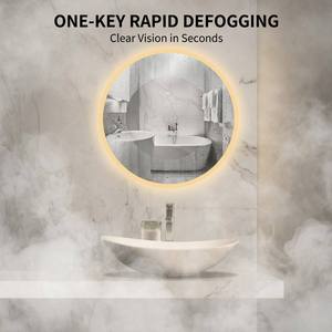 <span class=keywords><strong>Miroir</strong></span> intelligent LED rond moderne avec interrupteur tactile, éclairage à intensité variable, <span class=keywords><strong>miroir</strong></span> sans cuivre de 5 mm pour hôtel, CRI 90+, miroirs de salle de bain intelligents - Product Image 1
