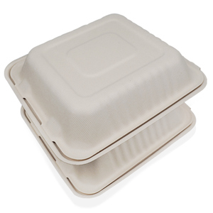 Contenants à burger en bagasse biodégradables et compostables, <span class=keywords><strong>vaisselle</strong></span> personnalisable, vente en gros, emballage en vrac pour cafés, boulangeries, nature - Product Image 6