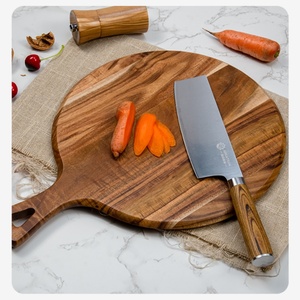 Planche à découper en bois d'acacia de haute qualité, planche à servir, planche à fromage, assiette ronde à pizza avec poignée - Product Image 2