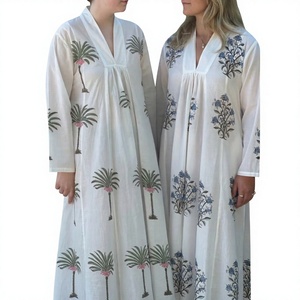 100% Cotton Maxi <b>Dress</b> V-Neck Batwing Sleeve Floral Print <b>Loose</b> Fit Summer Autumn Casual ODM <b>Dress</b> - Product Image 3