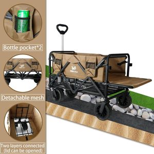 Chariot pliable à deux étages Whitsunday, chariot tout-terrain robuste, pliable, à quatre roues, pour la plage, le camping, les sports - Product Image 4