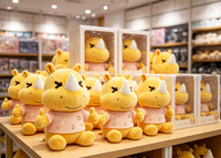 Boneka Plush Kustom Karakter Badak Jempol Kuning, Desain Kustom OEM ODM untuk Hadiah, Boneka Plush Kustom