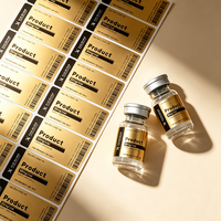 Etiquetas Autoadhesivas de Vinilo Dorado de Primera Calidad para Viales de Péptidos, 3ml/10ml/30ml, Forma Personalizada, Código de Barras, Resistentes al Agua y al Calor
