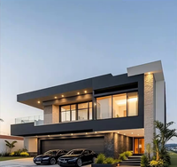 Casa Contenedor Modular Prefabricada de Lujo de 2 Pisos con Estructura de Acero, Cochera, Sala de Estar, 3-5 Dormitorios, Edificio de Oficinas/Gimnasio