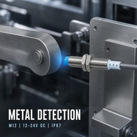 Capteur de proximité inductif industriel M12 à 3 fils, non encastré, NPN NO, distance de détection 8 mm, 12-24 VCC, directement de l'usine BANGTOS