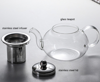 Théière en verre borosilicate transparent de 600 ml avec infuseur et couvercle en acier inoxydable pour thé en vrac, thé fleuri et infusion à froid – Vente en gros