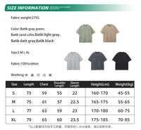 Kaos Pria O-Neck Lengan Pendek 2025 Vintage Washed Solid Loose Trendy Brand Heavy Shoulder Kasual 100% Katun Jersey Polos