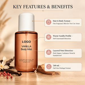 Bruma Corporal con Aroma a Vainilla, Eau de Toilette, Fragancia para el Cabello, Madera de Sándalo, Pimienta Rosa, Madera de Cachemira, Aroma Duradero, Marca Privada - Product Image 5