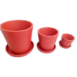 Juego de 3 Macetas Grandes Tradicionales Hechas a Mano para Interiores y Exteriores, Balcón, Terraza, Jardín, Decoración del Hogar, Macetas Rústicas de Barro - Product Image 3