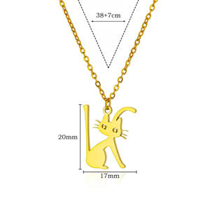 Collar Infinito <span class=keywords><strong>de</strong></span> Acero Inoxidable Chapado Go Party con Letras Iniciales y Diseño Clásico <span class=keywords><strong>de</strong></span> Gato - Product Image 6