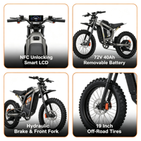 Moto tout-terrain électrique R19 72V 9000W haute vitesse puissante pour adultes, idéale pour la conduite en montagne