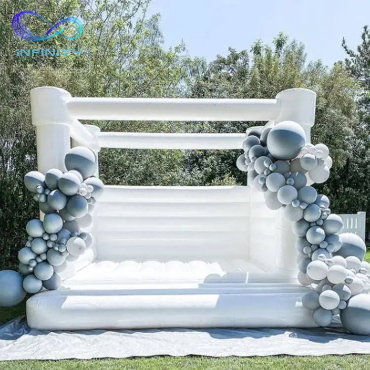 Goede Kwaliteit Opblaasbare Bruiloft Uitsmijter Wit Springkasteel Opblaasbare Witte Kasteel Bounce Huis