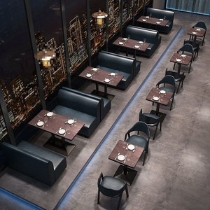 Conjunto de Muebles de <span class=keywords><strong>Bar</strong></span> de Bambú para Cafetería, Restaurante Occidental, Tienda de Té con Leche - Muebles de <span class=keywords><strong>Bar</strong></span> Comerciales con Combinación de Sofá, Mesa y Sillas - Product Image 4