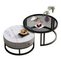 Table basse en pierre avec structure en métal, design moderne et simple multifonctionnel pour petit appartement, salon