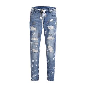 Latest Design Pants Damaged Jeans Blue Ripped <b>Ankle</b> Zipper Skinny Men Jeans Denim Trousers - Product Image 1