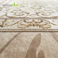 Tapis mural en laine/soie lavable, antidérapant et antistatique, fabriqué à la main, style floral européen, pour hôtel, villa, intérieur, Innovflor