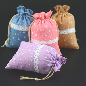 New Linen Lace <b>Patchwork</b> Drawstring <b>Bag</b> Bundle Pocket Gift Jewelry Packaging Textile Packaging - Product Image 3