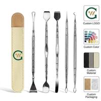 Juego de Herramientas para Eliminar Puntos Negros de Acero Inoxidable, Espátula Facial Ultrafina, Kit de Limpieza de Poros con Estuche de Cuero