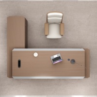 Bureau de direction en bois haut de gamme, moderne, en forme de L, avec armoire de rangement