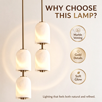 Lampe suspendue moderne minimaliste en marbre d'albâtre, hauteur réglable, LED, pour salle à manger, chambre à coucher, chevet, bar, décoration