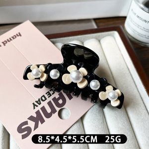 Pince à cheveux quotidienne en acétate Qian Jin, style européen et américain, simple et haut de gamme, pour <span class=keywords><strong>femme</strong></span>, motif floral - Product Image 6