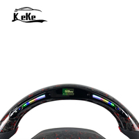 Volant personnalisé en fibre de carbone forgée rouge avec cuir perforé noir pour Ford Focus MK3 ST