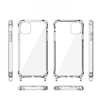 Coque de téléphone transparente en TPU acrylique de haute qualité pour iPhone, antichoc, avec protection des 4 coins et 2 trous pour sangle de suspension