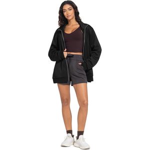 Women's Oversized Full Zip Fleece <b>Jacket</b> Long Sleeve Stand Collar <b>Workout</b> Coat With Pockets Breathable Autumn Wear - Product Image 5