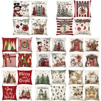 Housses de coussin de Noël, motifs Père Noël, bonhomme de neige, sapin, housses de coussin décoratives rustiques pour Noël, pour canapé, décoration de la maison
