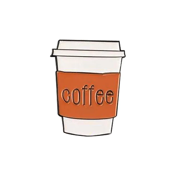 नि: शुल्क डिजाइन कस्टम कॉफी कैफे कप आकार पीने के अंचल पिन ब्रोच काले धातु कॉफी कप तामचीनी पिन