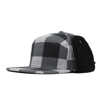 Topi Lei Feng Inter Warmth Custom OEM Pesanan Kecil Berkualitas Tinggi Bahan Fleece Tebal dengan Penutup Telinga untuk Pria, Topi Baseball Bertepi Datar