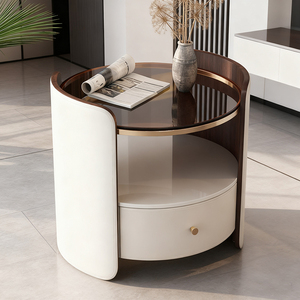 Mesa de <span class=keywords><strong>Noche</strong></span> Moderna para Dormitorio con Gabinete Metálico, Panel de Almacenamiento para Sala de Estar - Product Image 2