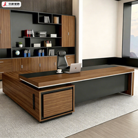 Table de bureau de direction de luxe JIUSHUN, mobilier commercial moderne, bureau en forme de L pour PDG