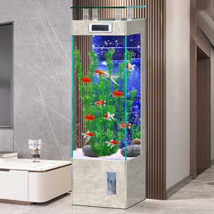 Aquarium vertical autoportant en verre ultra-clair pour salon, avec filtre arrière, en bois écologique, pour usage domestique, modèle 2026 - Product Image 1
