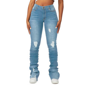 2025 Otoño e Invierno pantalones de mezclilla ajustados de cintura alta para mujer nuevos estilos de jeans lápiz de moda europea y americana - Product Image 3
