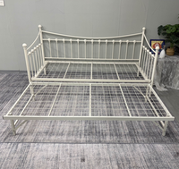 Cadre de lit de jour en métal avec lit gigogne, canapé-lit en acier blanc taille double pour salon, chambre à coucher, chambre d'amis