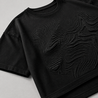 Kaos Pria Oversize Hitam Katun 220GSM Custom dengan Cetak Puff Tonal untuk Label Pribadi