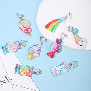 <span class=keywords><strong>Orecchini</strong></span> a Clip per Bambini, Colorati a Forma di Caramella, Farfalla, Fiore, Cartone Animato, Orsetto, Unicorno, Senza Foro, Regalo per Ragazze - Product Image 3