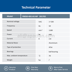 พัดลม ZIEHL-ABEGG รุ่น FB050-4EK.4I.V4P 201702 ประสิทธิภาพสูง ประหยัดพลังงาน กันน้ำระดับ IP54 สำหรับตู้โชว์สินค้าในซูเปอร์มาร์เก็ต - Product Image 4