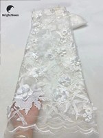 Nouvelle dentelle florale brodée de perles, tissu en dentelle Chantilly, applique en tulle, 100% polyester, largeur 125-130 cm, pour robes