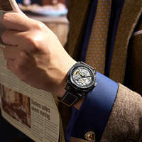 Montre mécanique automatique tourbillon creux de luxe montre bracelet en cuir lumineux étanche pour hommes montres-bracelets
