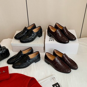 Sheepskin loafers for women small leather <b>shoes</b> for early spring Round toe deep heel single <b>shoes</b> for women - Product Image 3