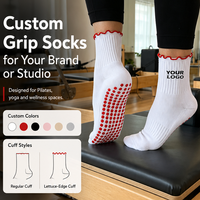 Chaussettes de Pilates personnalisées avec logo, confortables, antidérapantes, bordure festonnée, antidérapantes, pour yoga et barre