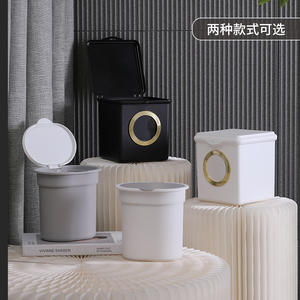 ถังขยะตั้งโต๊ะทรงสี่เหลี่ยมสีขาวหรูหรา พร้อมฝาปิดแบบพลิก สำหรับใช้ในบ้าน สำนักงาน หอพัก - Product Image 1