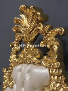 Victoria phong cách sang trọng Vua kích thước giường bằng gỗ chạm khắc Hoàng Gia khung giường với da đầu giường - Product Image 6