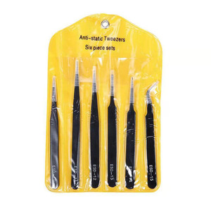 6 pièces pince à épiler de précision ESD acier inoxydable antistatique industriel composants électroniques entretien et pince antistatique - Product Image 6