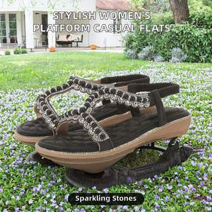 Sandales compensées sportives et confortables pour femmes, respirantes, à semelle en caoutchouc, idéales pour l'extérieur en été - Product Image 2