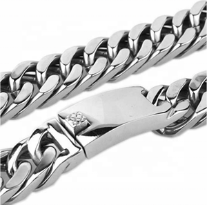 Collier en acier inoxydable pour <span class=keywords><strong>homme</strong></span>, couleur argent, 20 à 32 pouces, chaîne cubaine épaisse et lourde, vente en gros - Product Image 4