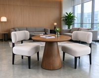 Fauteuil d'appoint moderne rembourré avec table d'appoint conique en bois, ensemble de meubles pour hall d'hôtel, café, bureau, réception, salon